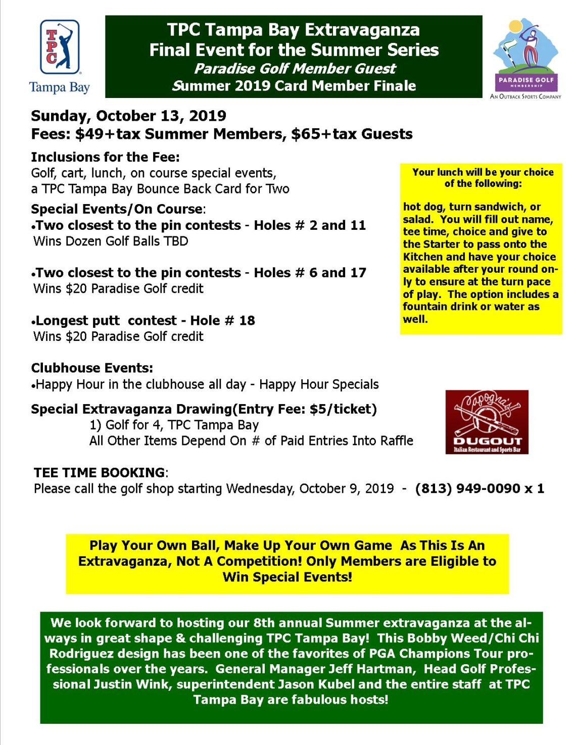 Tpc Tampa Bay Extravaganza Sun Oct 13 19