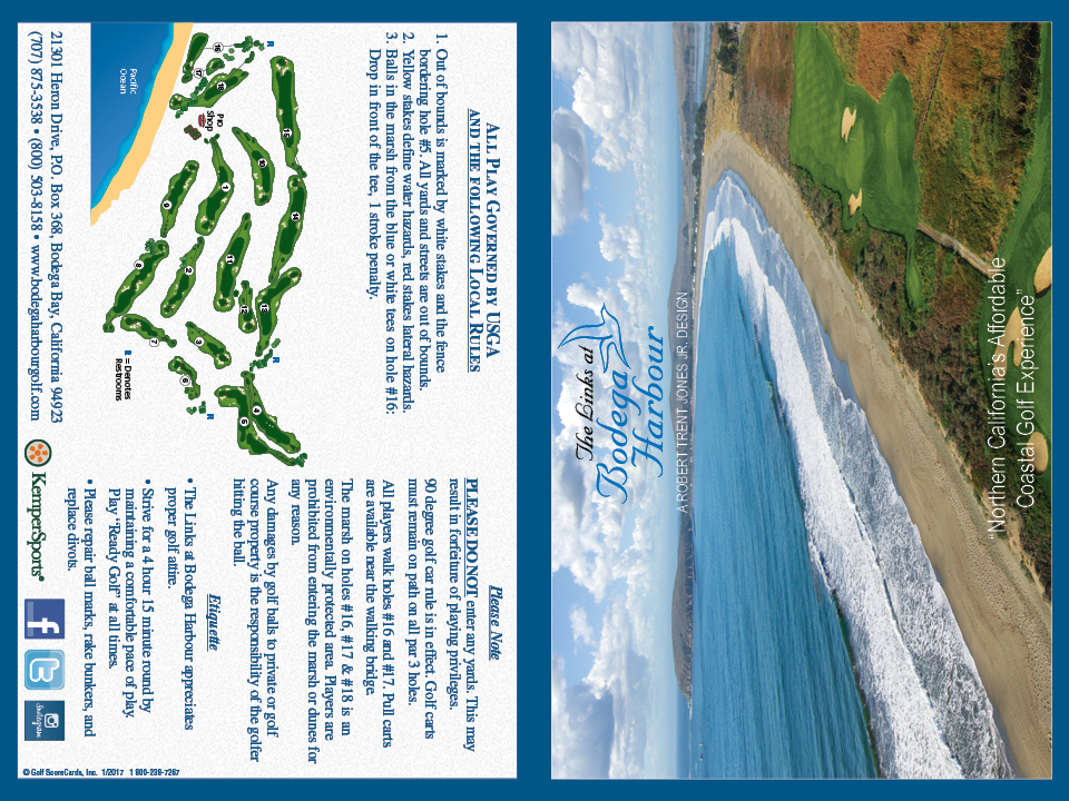 Scorecard for The Links at Bodega Harbour Sonoma County Golf