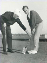 Pat Boone practicing his 'coastal' putt.